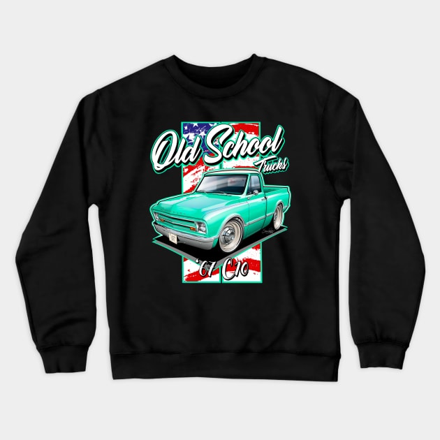 Cartooned 1967 Chevy C10 Truck Crewneck Sweatshirt by stefansautoart